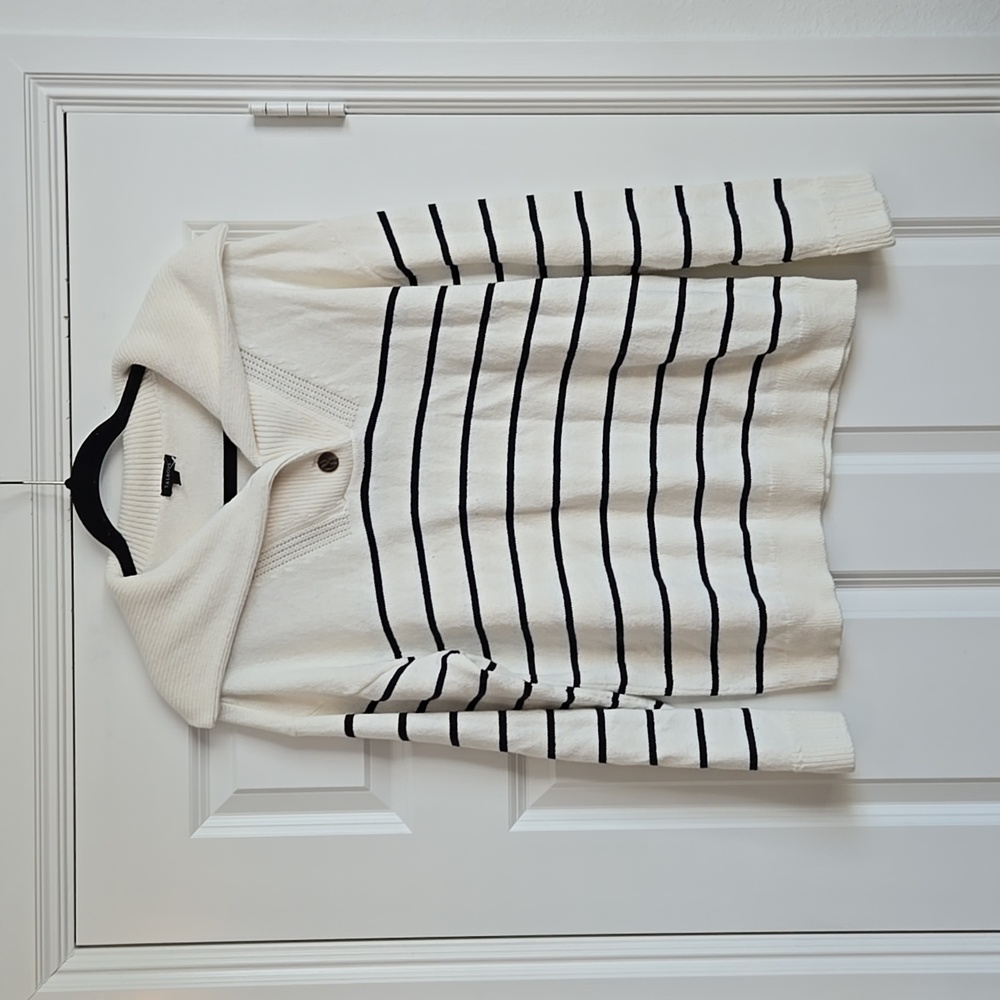 Cream and Black Striped Sweater